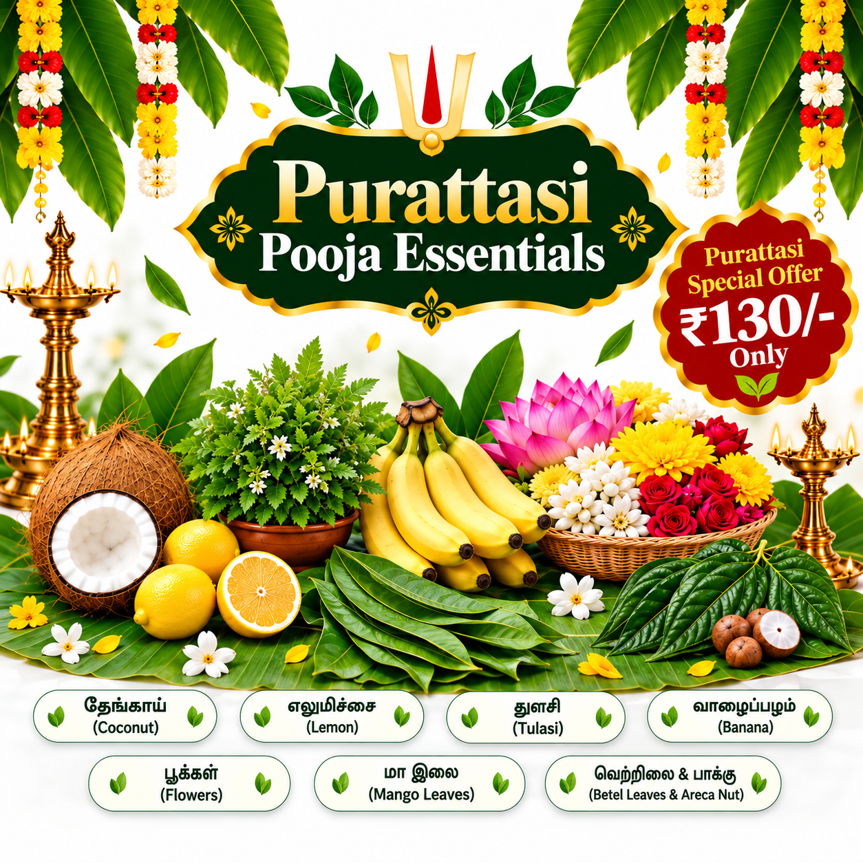 Purattasi Pooja Essentials Combo – 7 items